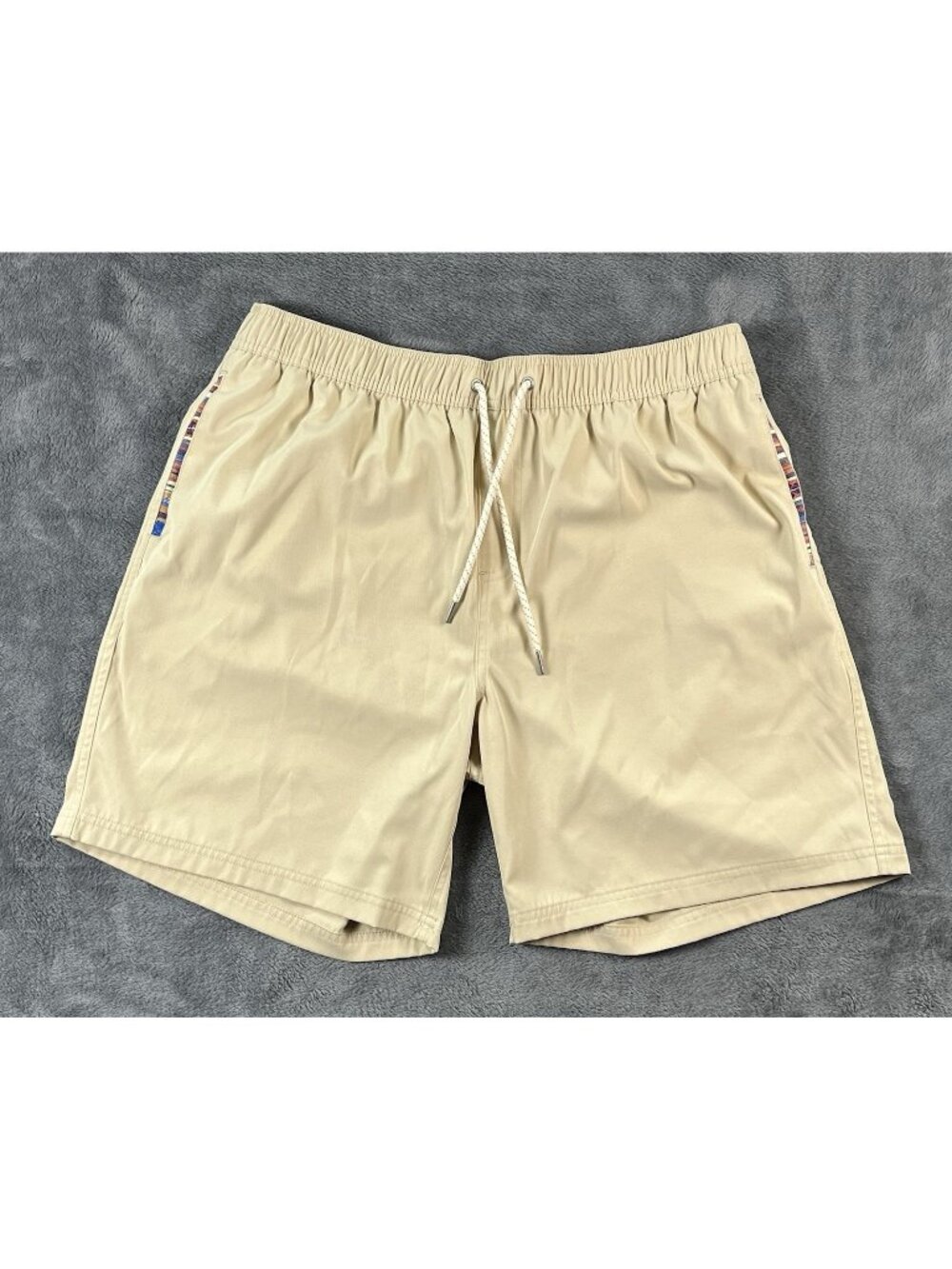 Wowie Nomad Shorts Men's XL Tan Aztec Drawstring Preppy Elastic Waist Pocket